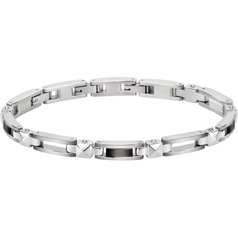 Bracciale Uomo Morellato Cross Acciaio Lucido/Satinato Inserti Pvd Grigio