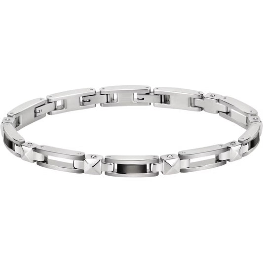 Bracciale Uomo Morellato Cross Acciaio Lucido/Satinato Inserti Pvd Grigio