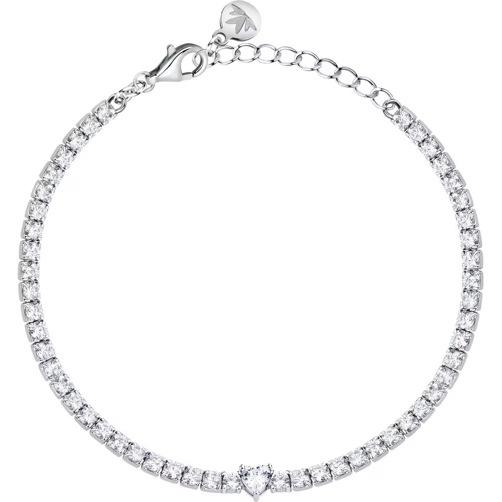 Bracciale Tennis Morellato Infinito Argento Zirconi e centrale taglio cuore