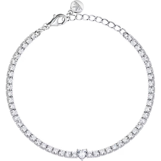 Bracciale Tennis Morellato Infinito Argento Zirconi e centrale taglio cuore