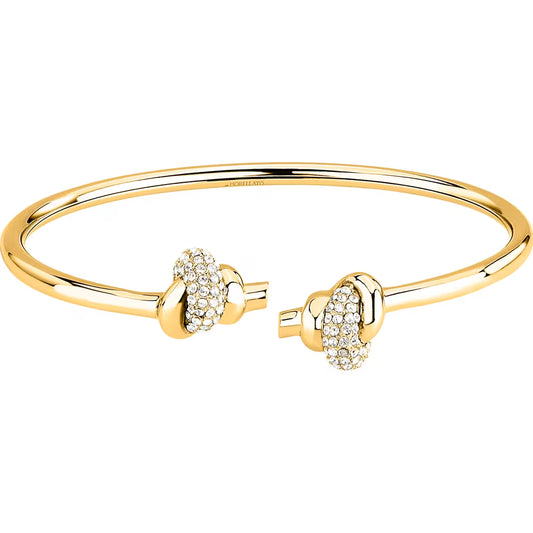 Bracciale Rigido Morellato Legame Pvd Oro Aperto Con 2 Nodi Cristalli