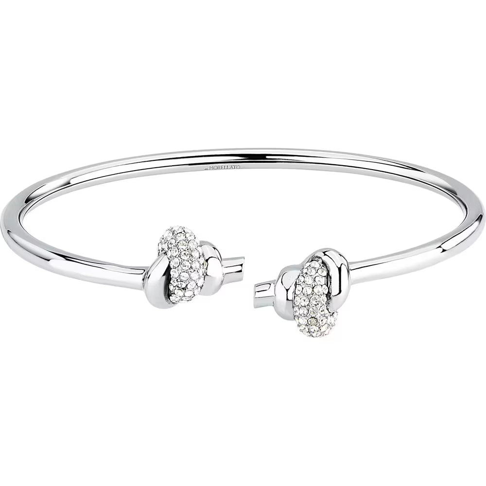 Bracciale Rigido Morellato Legame Acciaio Aperto Sopra Con 2 Nodi Cristalli