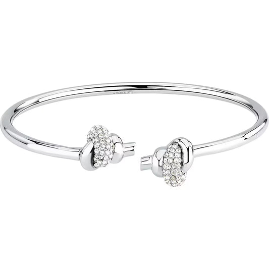 Bracciale Rigido Morellato Legame Acciaio Aperto Sopra Con 2 Nodi Cristalli