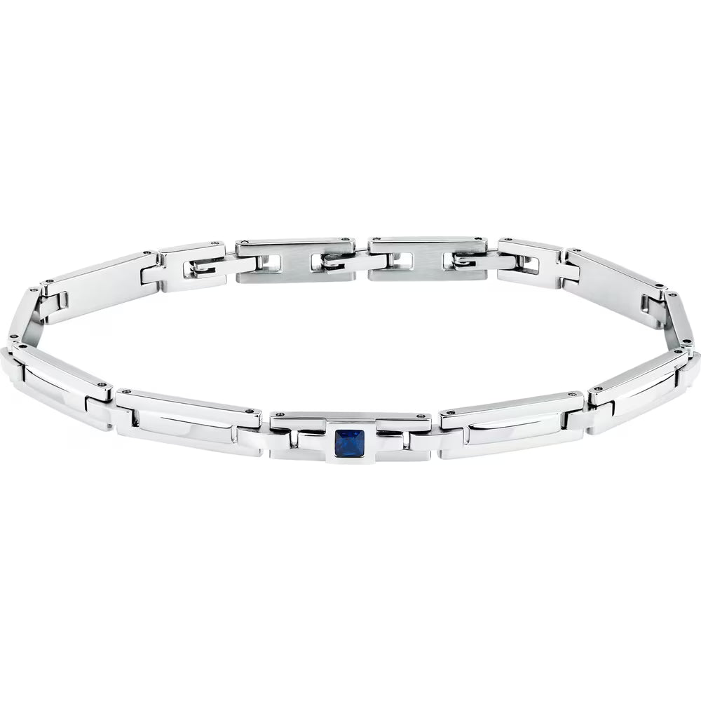 Bracciale Uomo Morellato Motown Acciaio Cubic Zirconia Quadrato Blu
