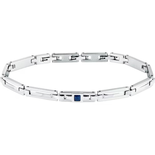 Bracciale Uomo Morellato Motown Acciaio Cubic Zirconia Quadrato Blu
