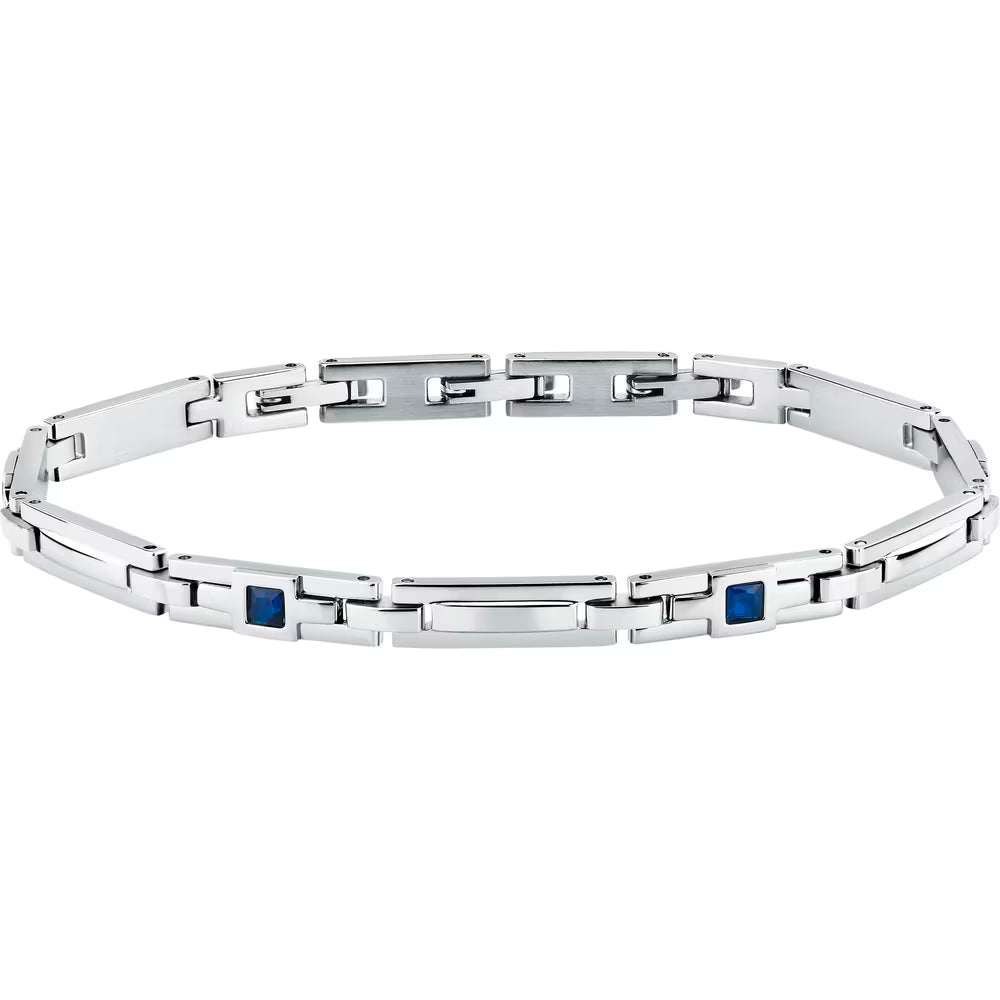 Bracciale Uomo Morellato Motown Acciaio Cubic Zirconia Quadrati Blu
