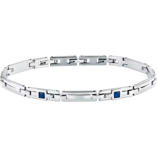 Bracciale Uomo Morellato Motown Acciaio Cubic Zirconia Quadrati Blu
