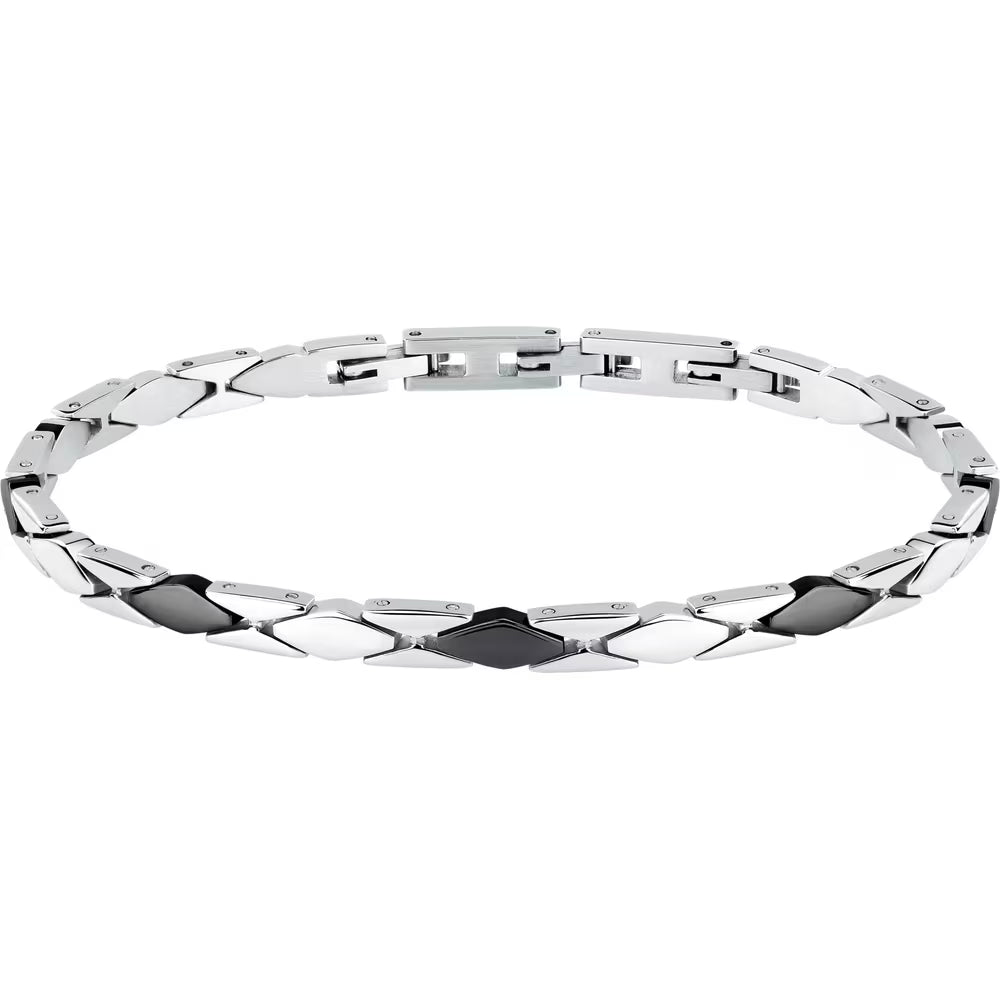 Bracciale Uomo Morellato Motown Acciaio Rombi Pvd Nero