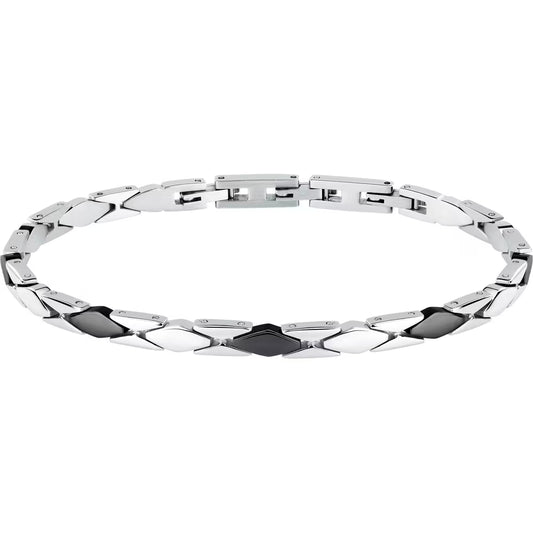Bracciale Uomo Morellato Motown Acciaio Rombi Pvd Nero