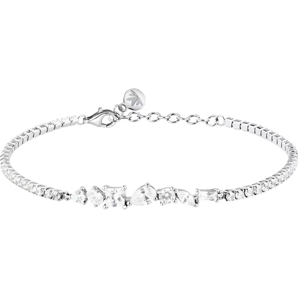 Bracciale Morellato Riflessi Argento Tennis Zirconi E Centrali Taglio Geometrico