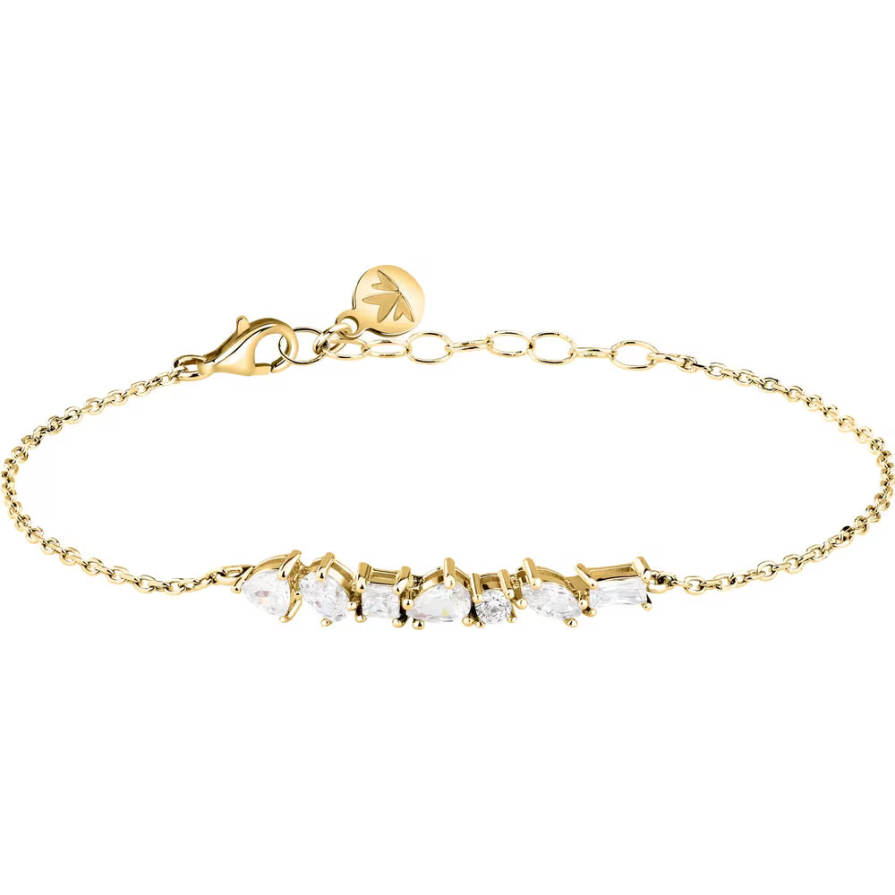 Bracciale Morellato Riflessi Argento Dorato Zirconi Centrali Taglio Geometrico