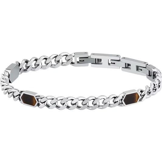 Bracciale Uomo Morellato Terra Acciaio Maglia Grumetta 3 Elementi Esagonali