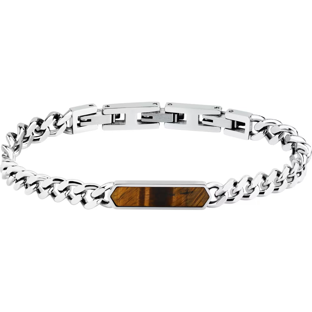 Bracciale Uomo Morellato Maglia Grumetta Piastrina Esagonale