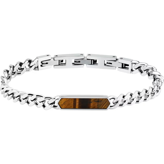Bracciale Uomo Morellato Maglia Grumetta Piastrina Esagonale