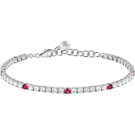 Bracciale Tennis Morellato Tesori Argento Zirconi Bianchi/Rossi