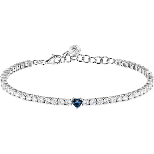 Bracciale Tennis Morellato Tesori Argento Zirconi + 1 Blu Taglio Cuore