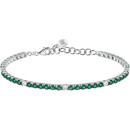 Bracciale Tennis Morellato Tesori Argento Zirconi Verdi/Bianchi