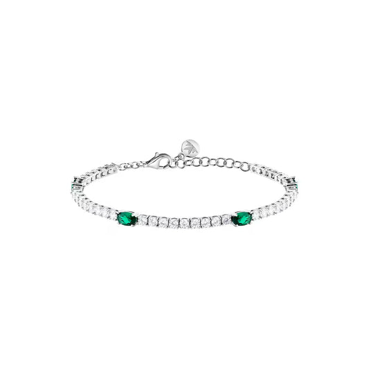 Bracciale Tennis Morellato Tesori Argento Zirconi Bianchi/Verdi