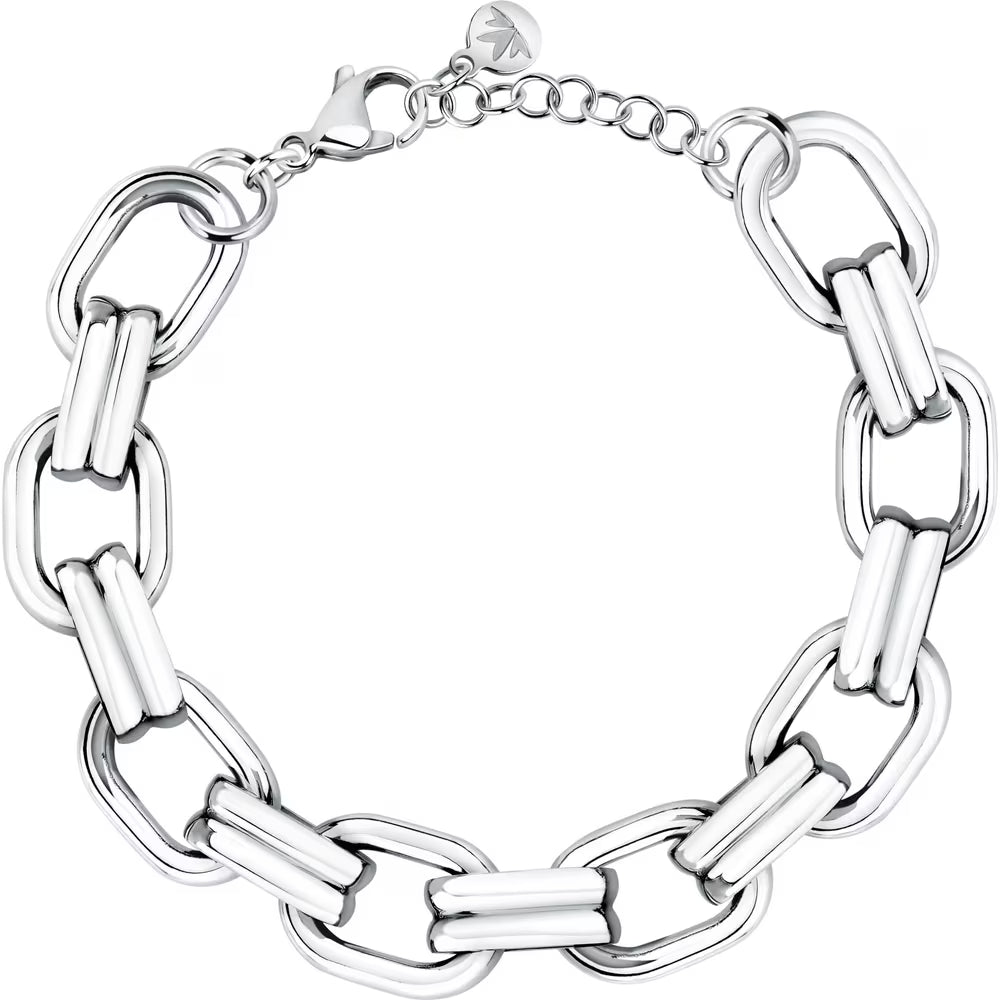 Bracciale Morellato Vintage Bold Acciaio Maglie Ovali Rilegate Elemento Doppia Fascia
