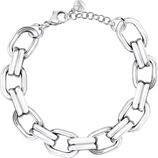Bracciale Morellato Vintage Bold Acciaio Maglie Ovali Rilegate Elemento Doppia Fascia