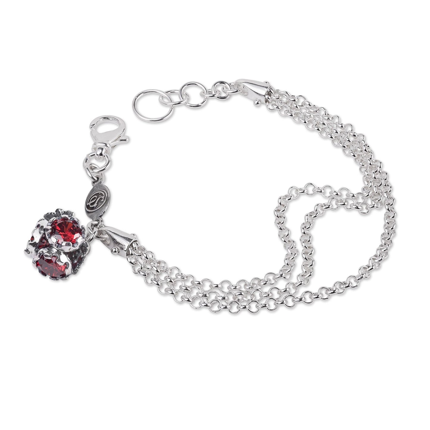 Bracciale Gerardo Sacco Trottole Multifilo Argento con Charm Trottola Cubic Zirconia Rosso