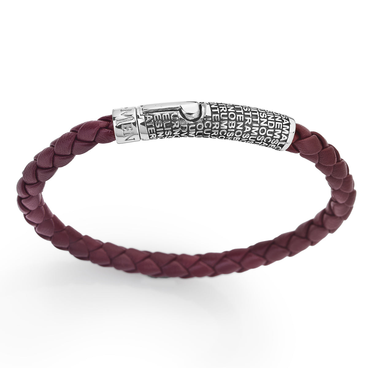 Bracciale Amen Cordoncino Marrone Tubolare Argento Preghiera Padre Nostro
