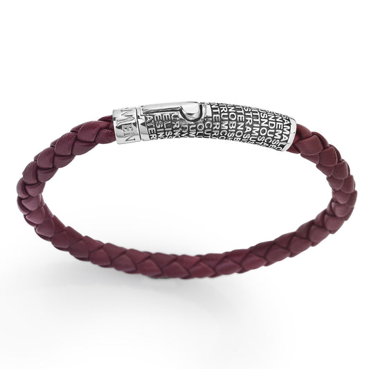 Bracciale Amen Cordoncino Marrone Tubolare Argento Preghiera Padre Nostro