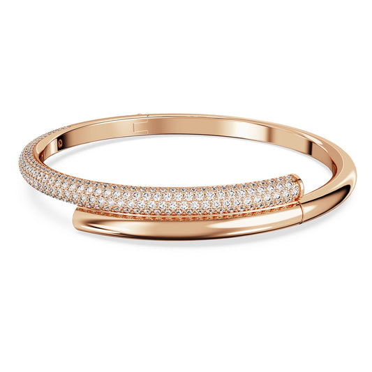 Bracciale rigido Swarovski Dextera Chiusura magnetica, Bianco, Placcato color oro rosa