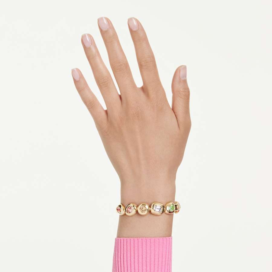 Bracciale Rigido Swarovski Gema Taglio misto, Multicolore, Placcato color oro - Misura L