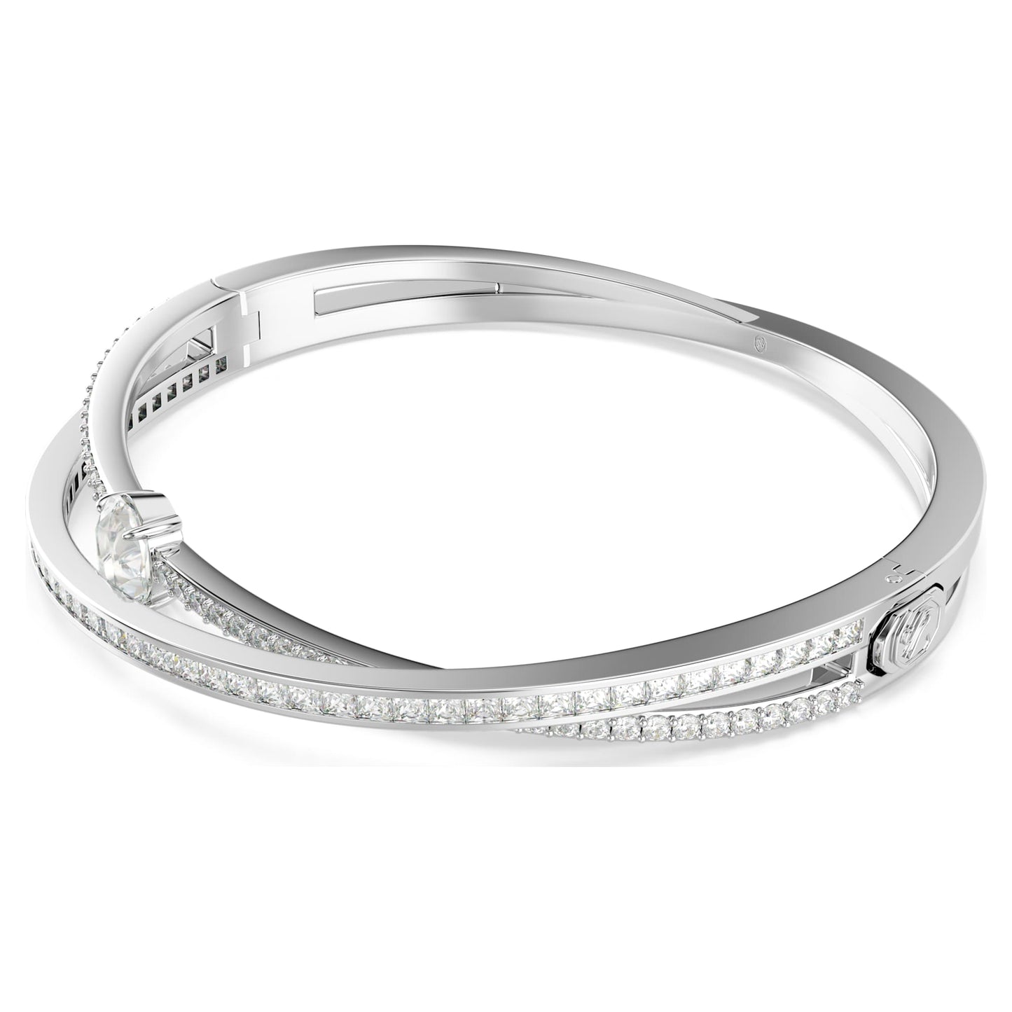 Bracciale Rigido Swarovski Hyperbola Taglio misto, Bianco, Placcato rodio
