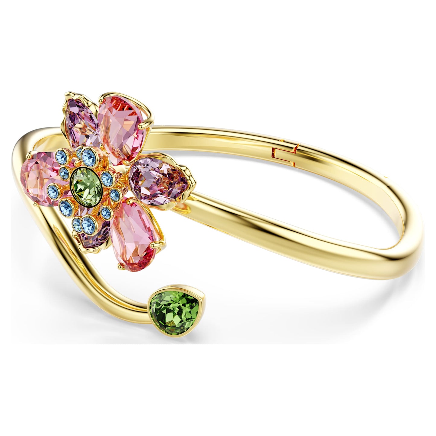 Bracciale rigido Swarovski Idyllia Taglio misto, Fiore, Multicolore, Placcato color oro