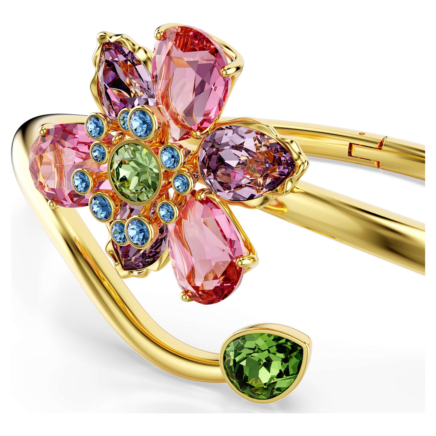 Bracciale rigido Swarovski Idyllia Taglio misto, Fiore, Multicolore, Placcato color oro