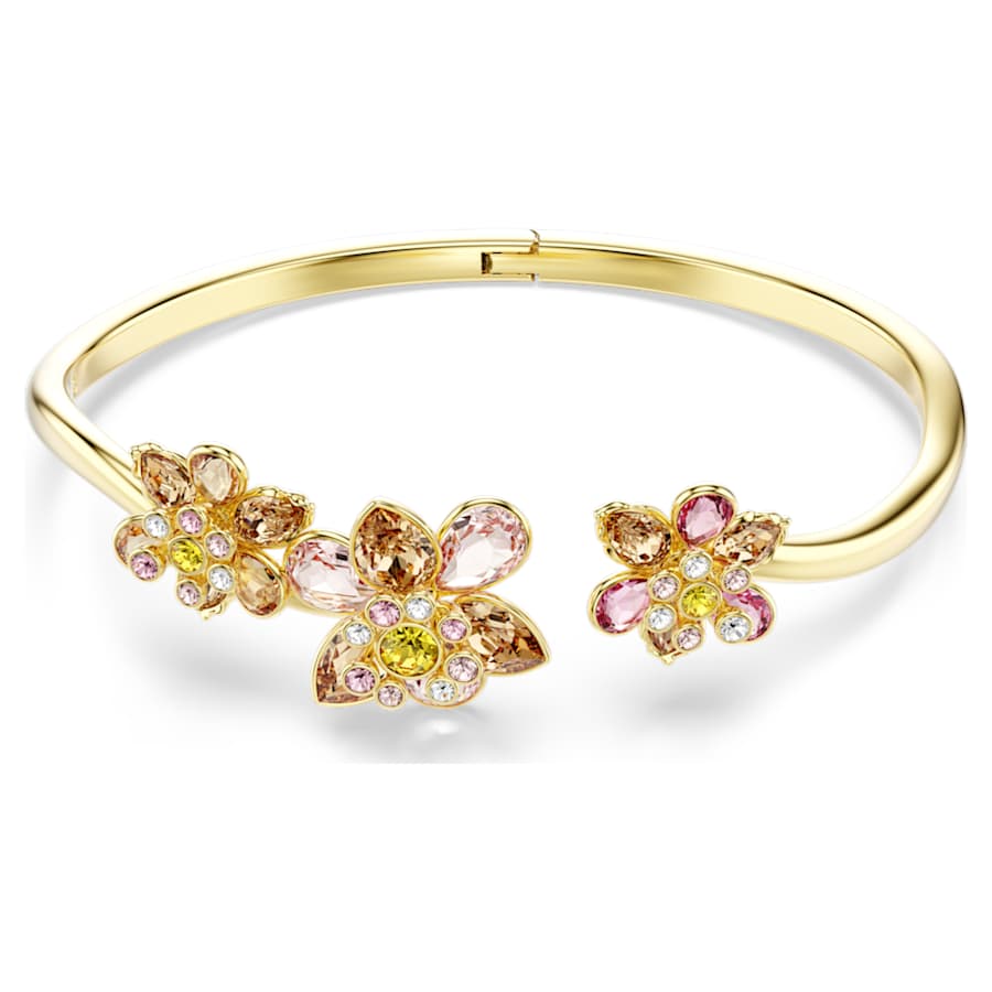 Bracciale Rigido Swarovski Idyllia Taglio misto, Fiore, Multicolore, Placcato color oro - Misura M
