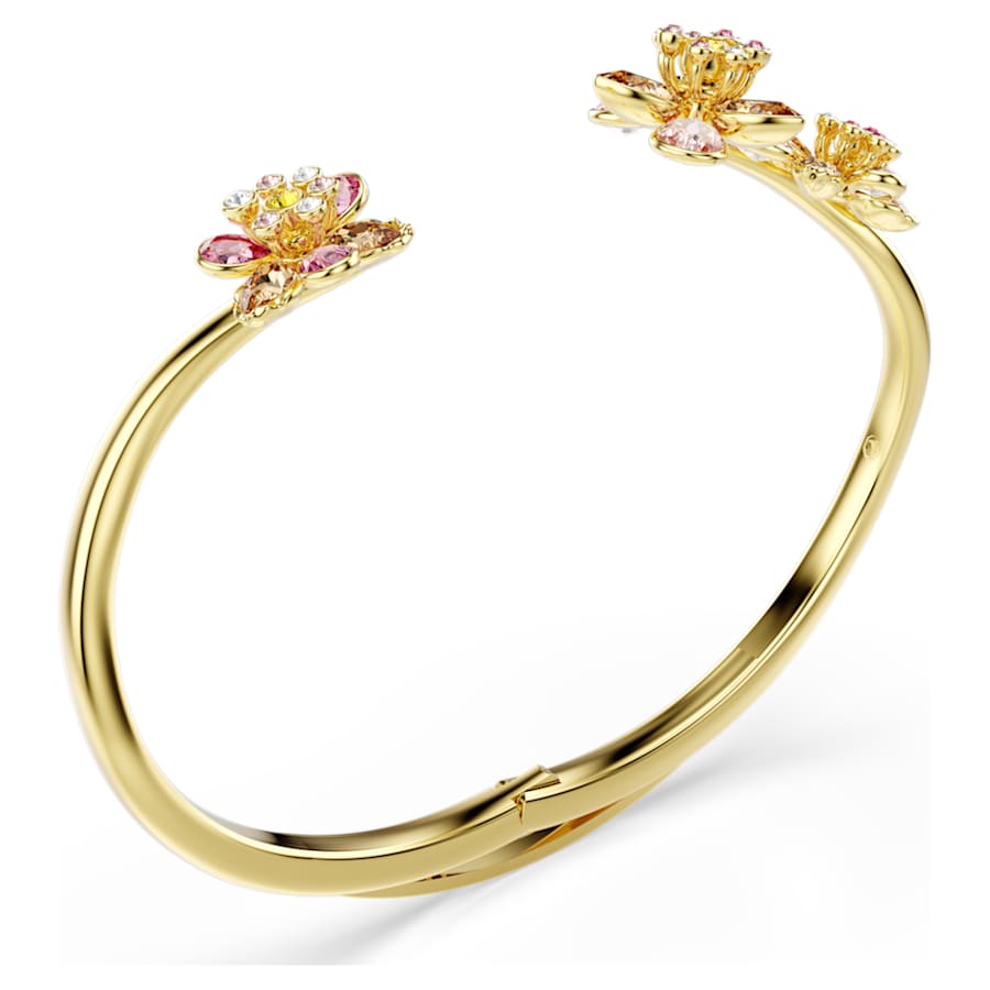 Bracciale Rigido Swarovski Idyllia Taglio misto, Fiore, Multicolore, Placcato color oro - Misura M