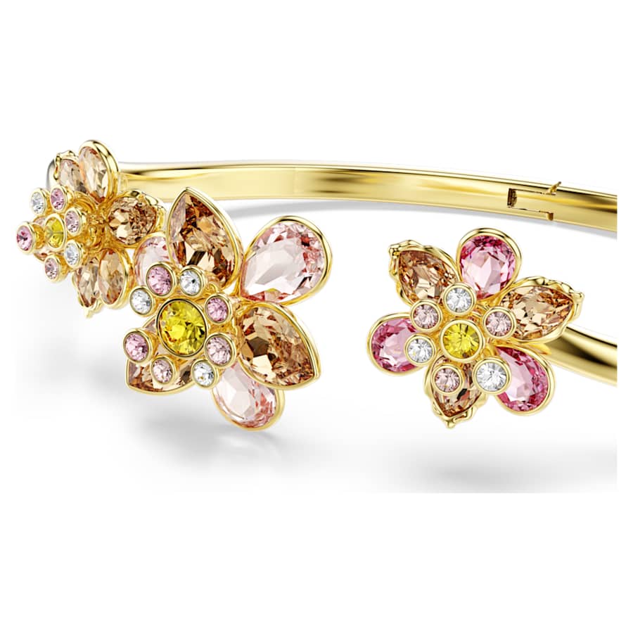 Bracciale Rigido Swarovski Idyllia Taglio misto, Fiore, Multicolore, Placcato color oro - Misura M