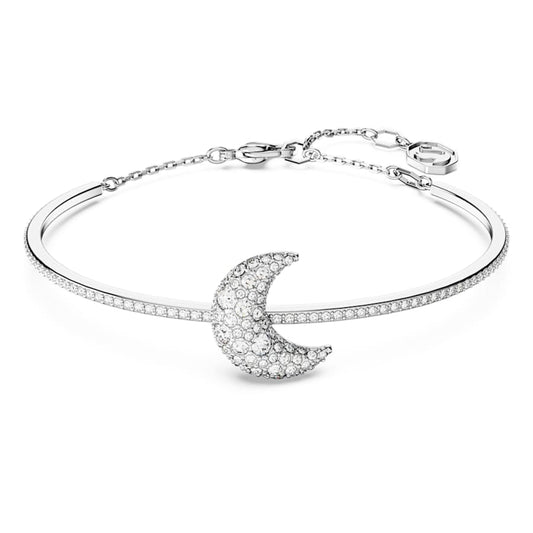 Bracciale Rigido Swarovski Sublima Luna, Bianco, Placcato rodio