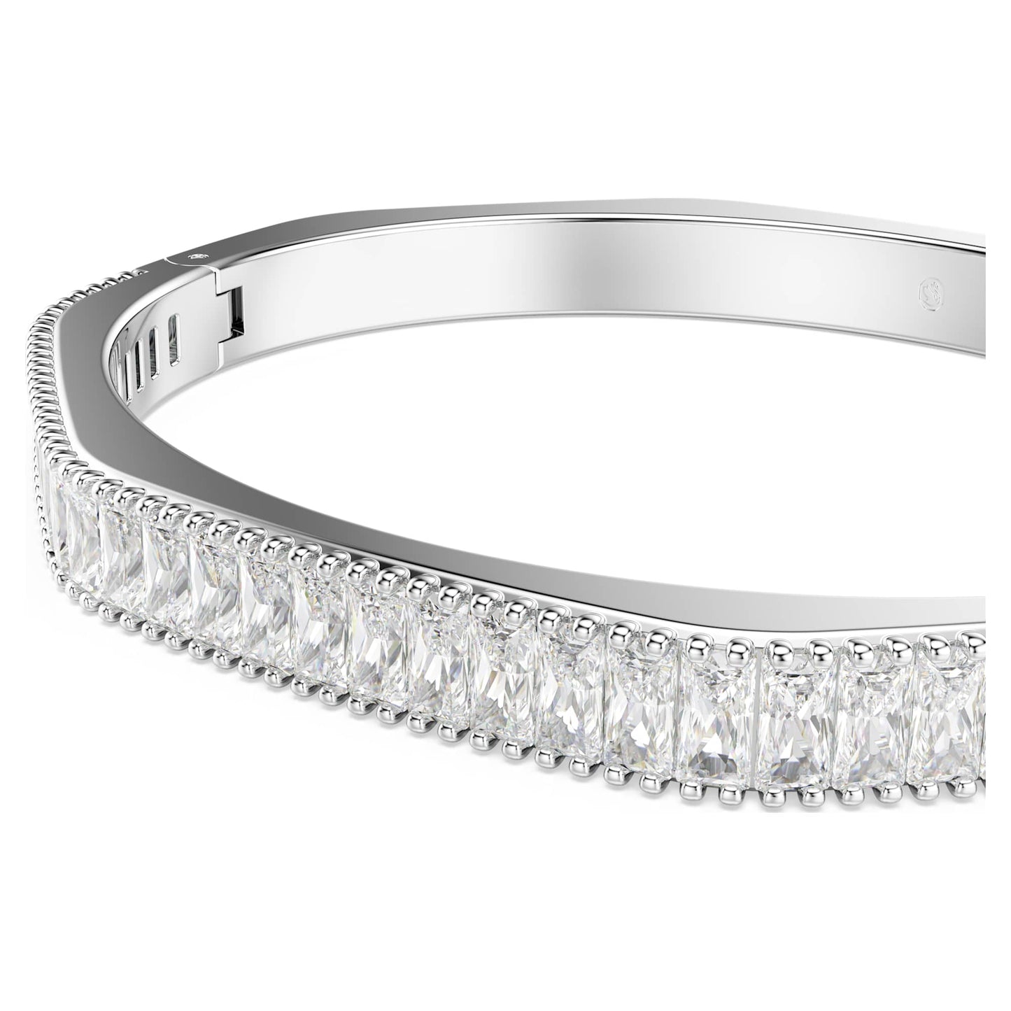 Bracciale rigido Swarovski Matrix Taglio baguette, Forma ottagonale, Bianco, Placcato rodio