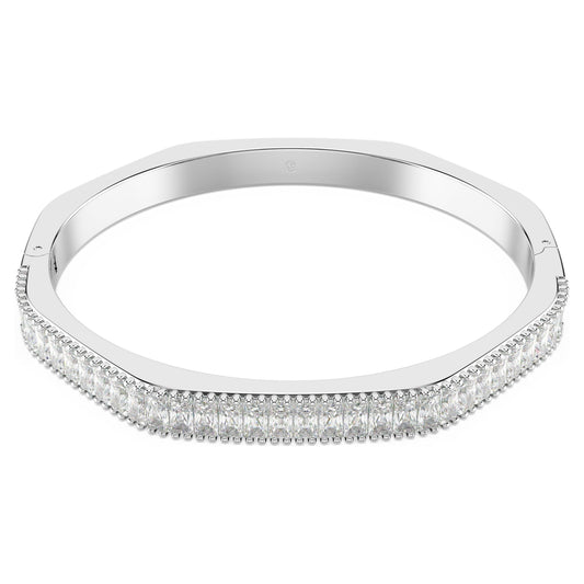 Bracciale rigido Swarovski Matrix Taglio baguette, Forma ottagonale, Bianco, Placcato rodio