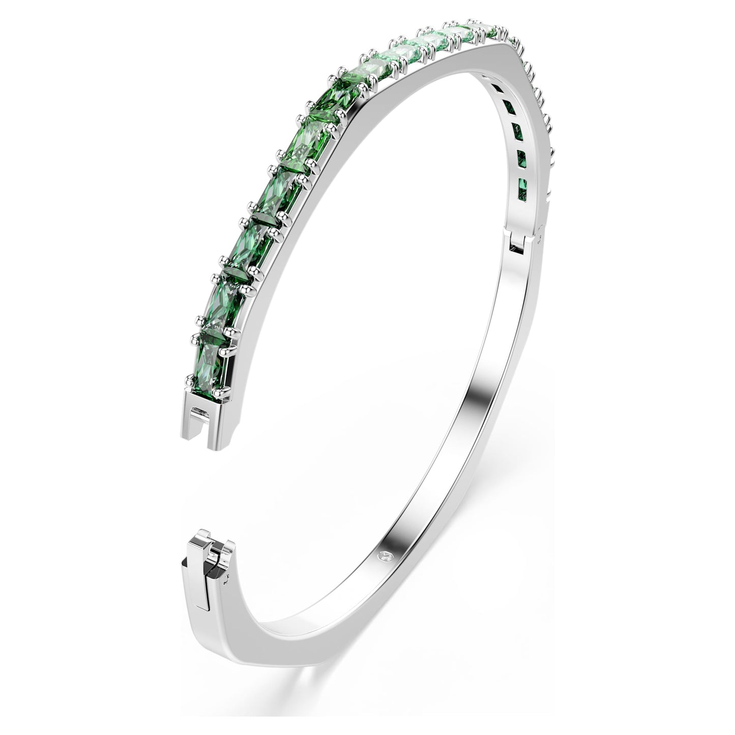 Bracciale rigido Swarovski Matrix Taglio baguette, Forma ottagonale, Verde, Placcato rodio