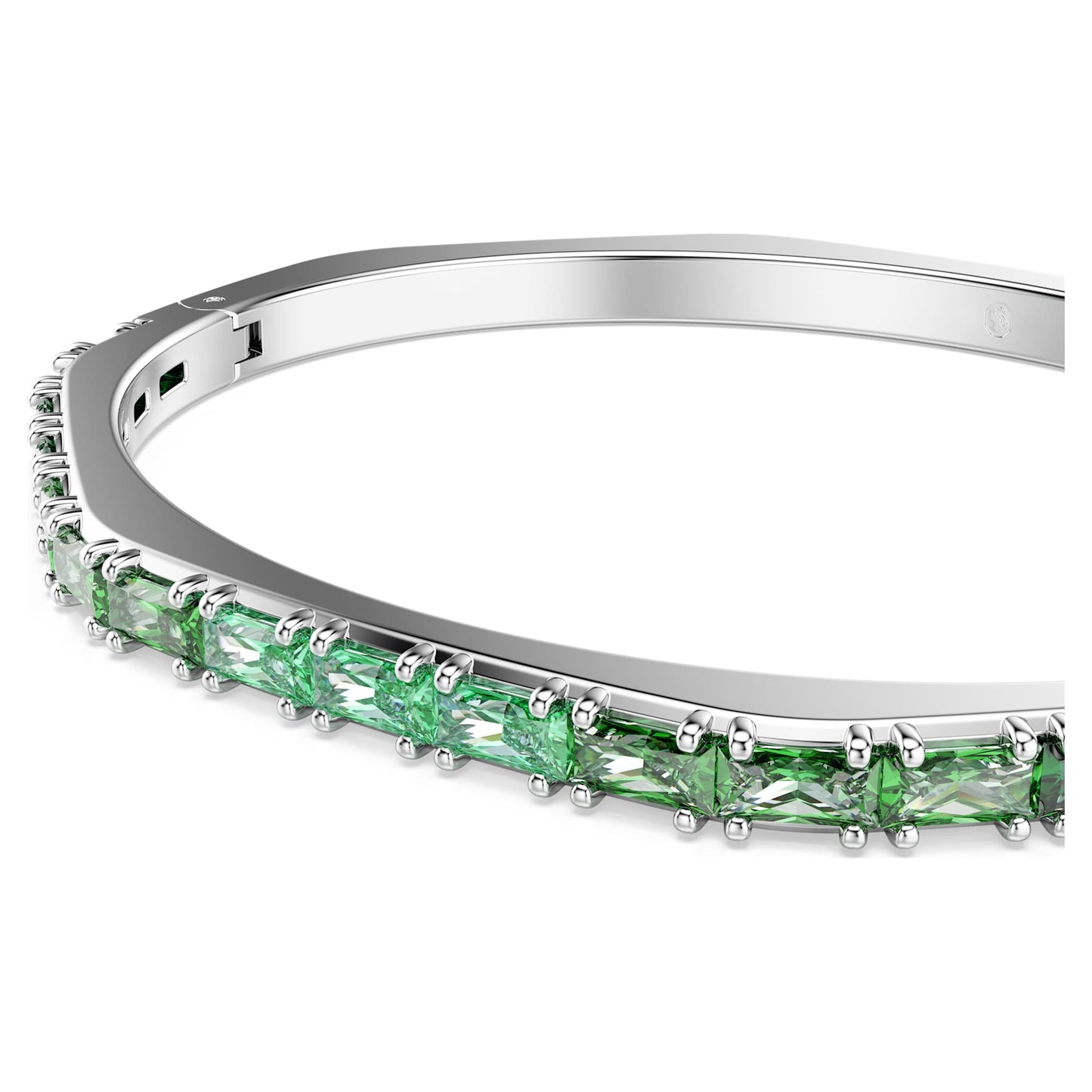 Bracciale rigido Swarovski Matrix Taglio baguette, Forma ottagonale, Verde, Placcato rodio