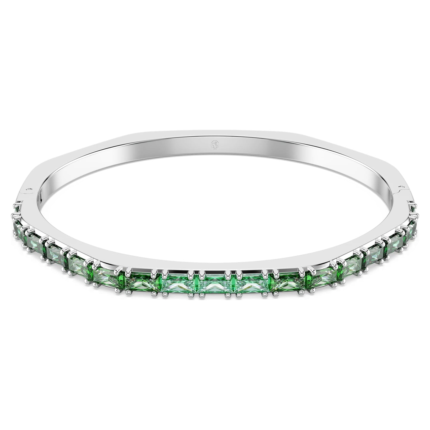 Bracciale rigido Swarovski Matrix Taglio baguette, Forma ottagonale, Verde, Placcato rodio