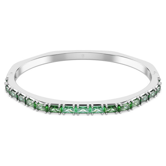 Bracciale rigido Swarovski Matrix Taglio baguette, Forma ottagonale, Verde, Placcato rodio