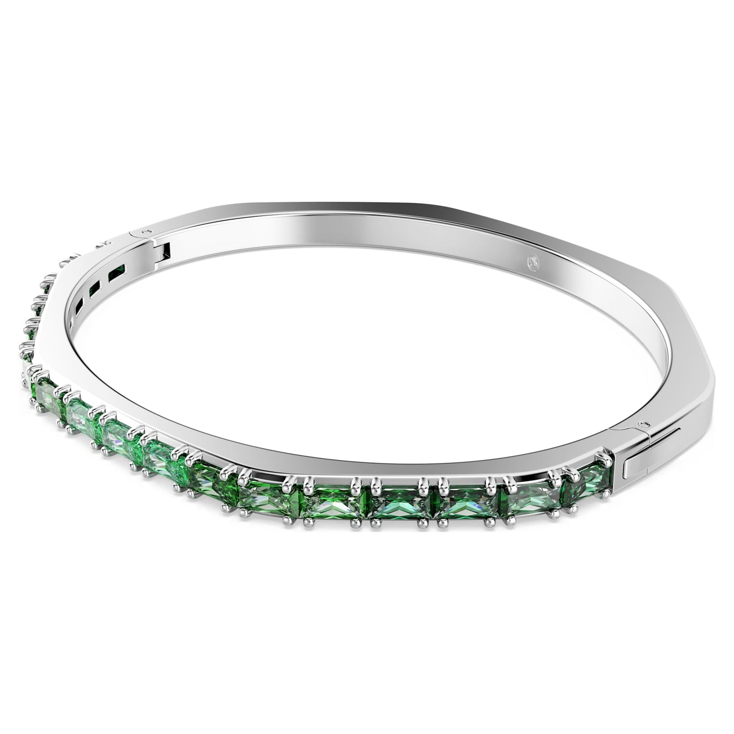 Bracciale rigido Swarovski Matrix Taglio baguette, Forma ottagonale, Verde, Placcato rodio