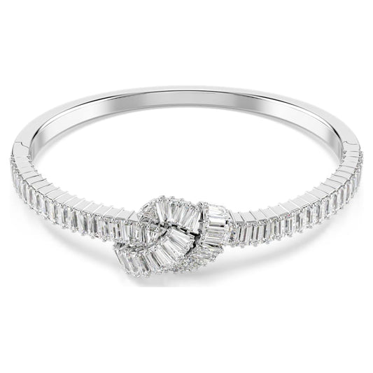 Bracciale Rigido Swarovski Matrix Taglio baguette, Nodo, Bianco, Placcato rodio