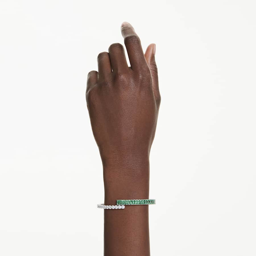 Bracciale Rigido Swarovski Matrix Taglio misto, Verde, Placcato rodio - Misura S