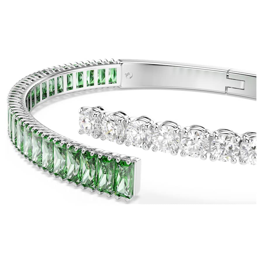 Bracciale Rigido Swarovski Matrix Taglio misto, Verde, Placcato rodio - Misura S