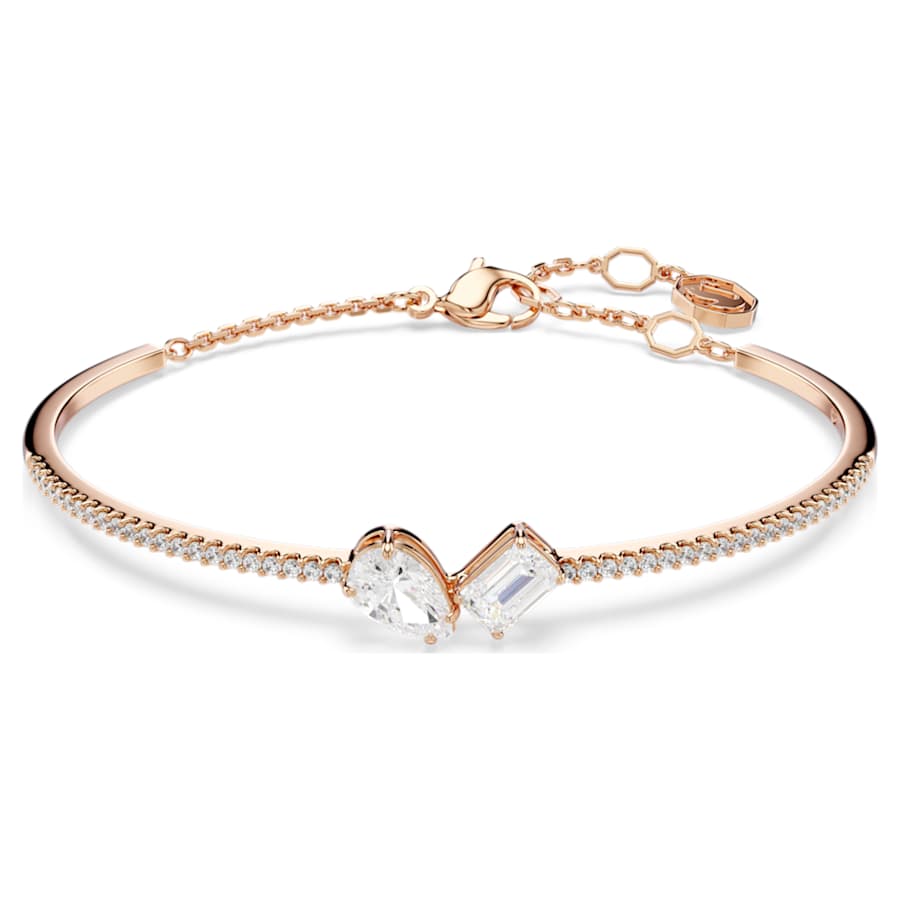 Bracciale Rigido Swarovski Mesmera Soft Moi Et Toi Taglio misto, Bianco, Placcato color oro rosa - Misura M