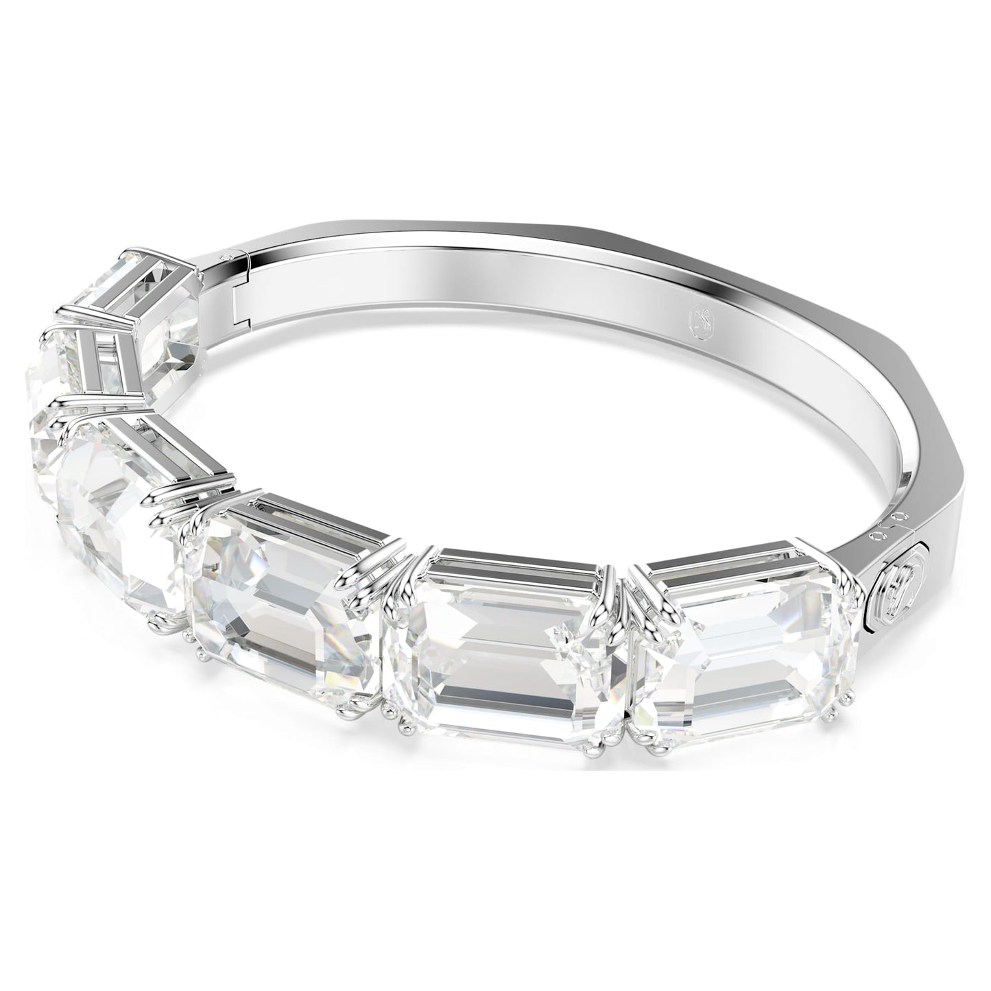 Bracciale rigido Swarovski Millenia Taglio ottagonale, Bianco, Placcato rodio