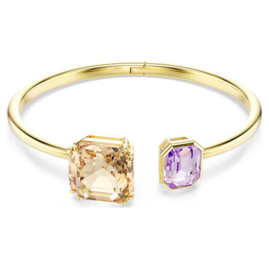 Bracciale Rigido Swarovski Millenia Taglio ottagonale, Multicolore, Placcato color oro - Misura M