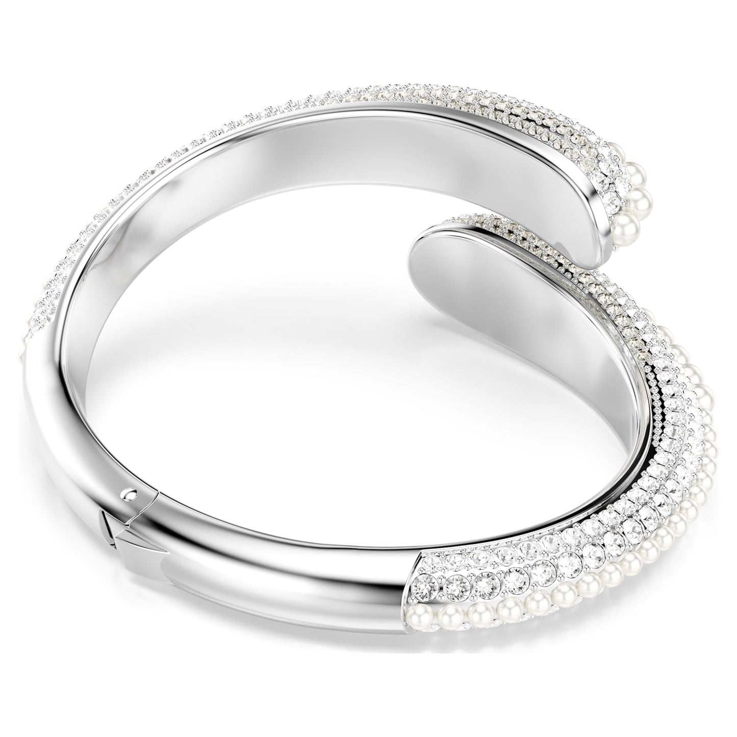 Bracciale rigido Swarovski Sublima Crystal Pearl, Taglio Round, Bianco, Placcato rodio